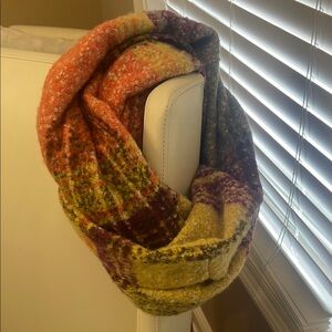 Warm Plaid Wool infinity multicolored🧣 Scarf